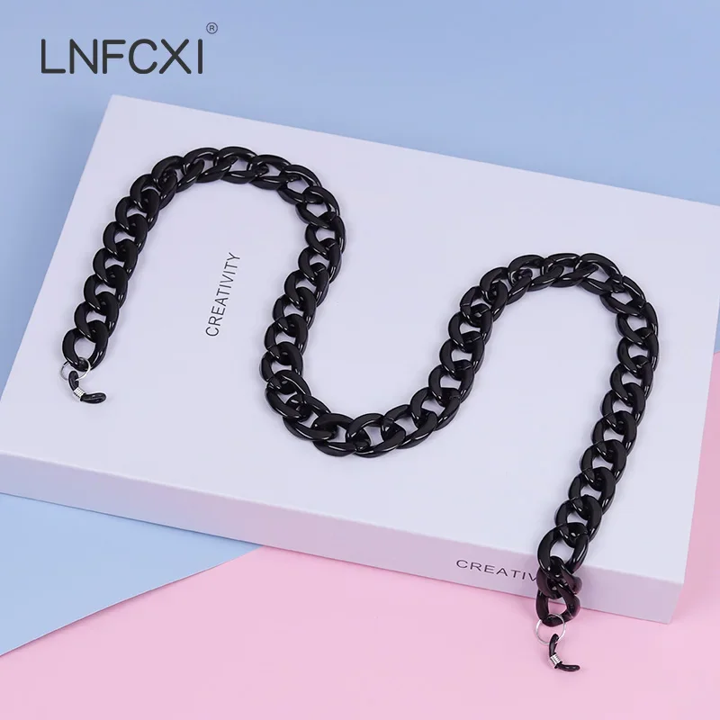 Sunglass Retainer Cord - Black Fashion Acrylic Sunglasses Chains Lanyard