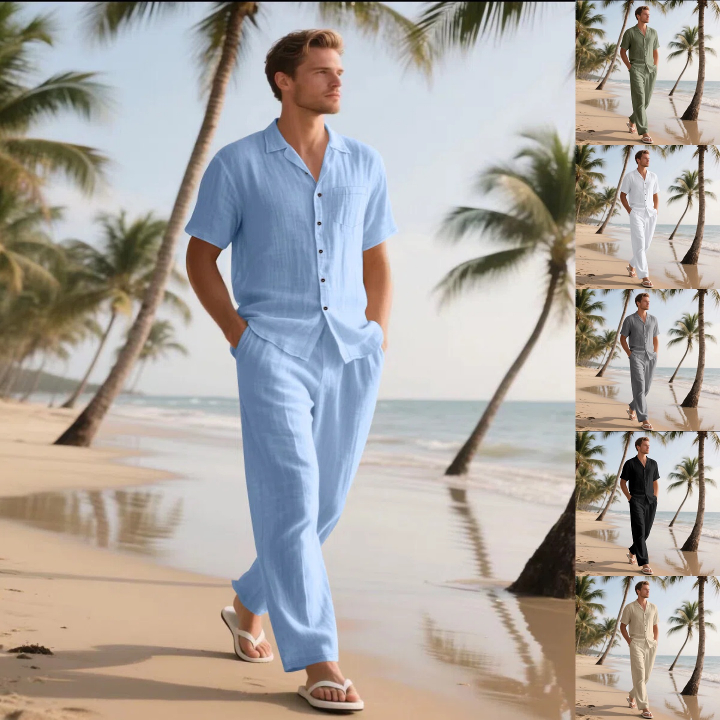 Summer Men's New Linen Casual  - Short Linen Drawstring review and price