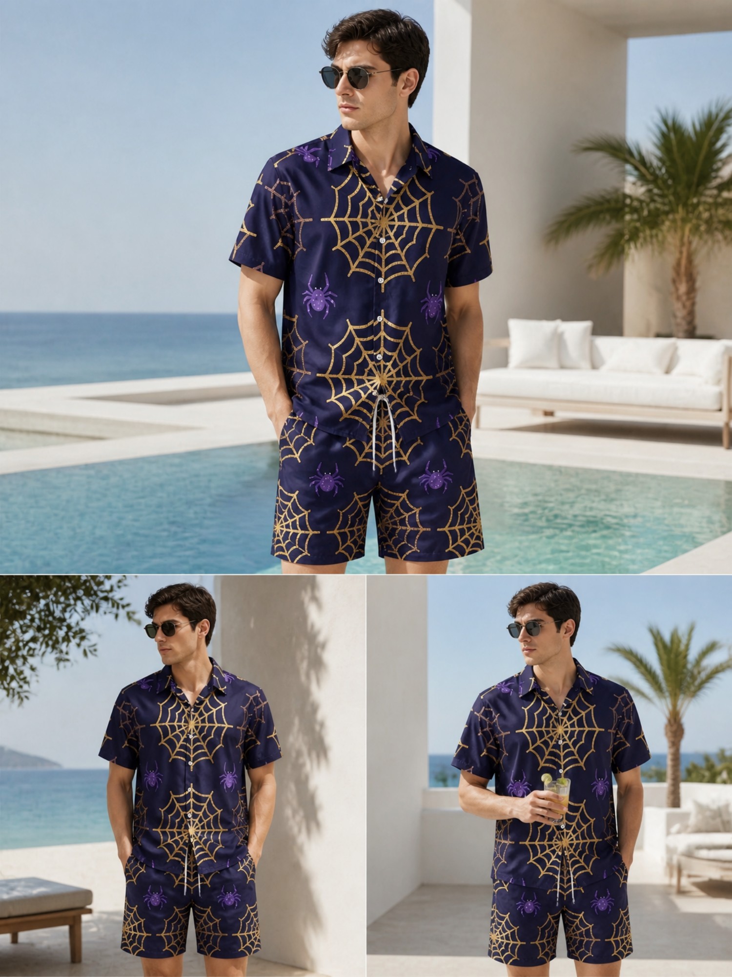 Mens Summer Short Sleeve Polo  - Resort Shirt Floral review and price