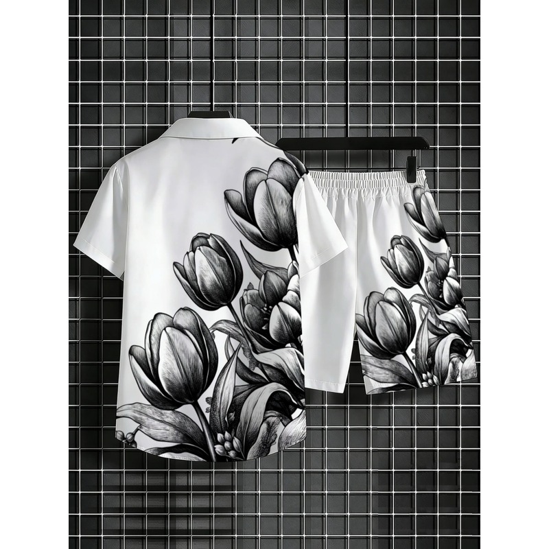 Mens White Floral Print Shirt  - Resort Shirt Floral review and price