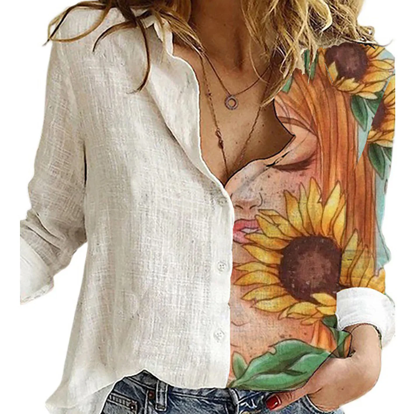 Women Spring And Autumn Long S - Shirt Camp Collar review and price