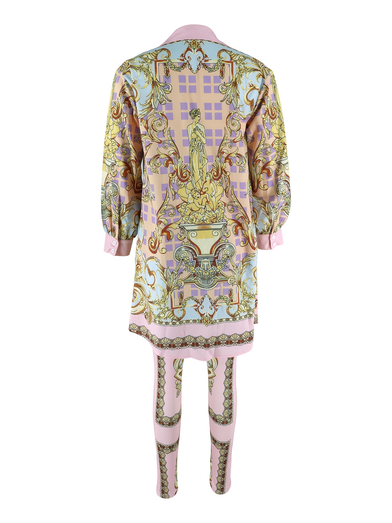Women 2 Piece Set Ornate Print - Shirt Camp Collar review and price