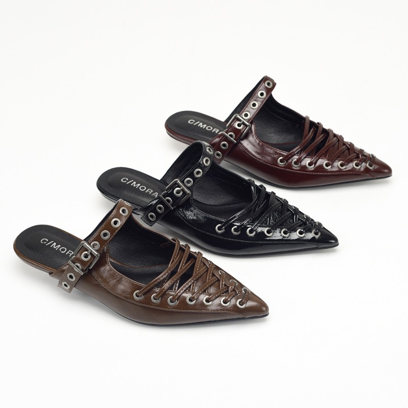Pointed Toe Lace Up Women Slip - Casual Sandal Leather review and price
