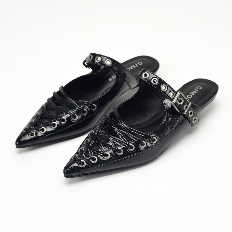 Pointed Toe Lace Up Women Slip - Casual Sandal Leather review and price