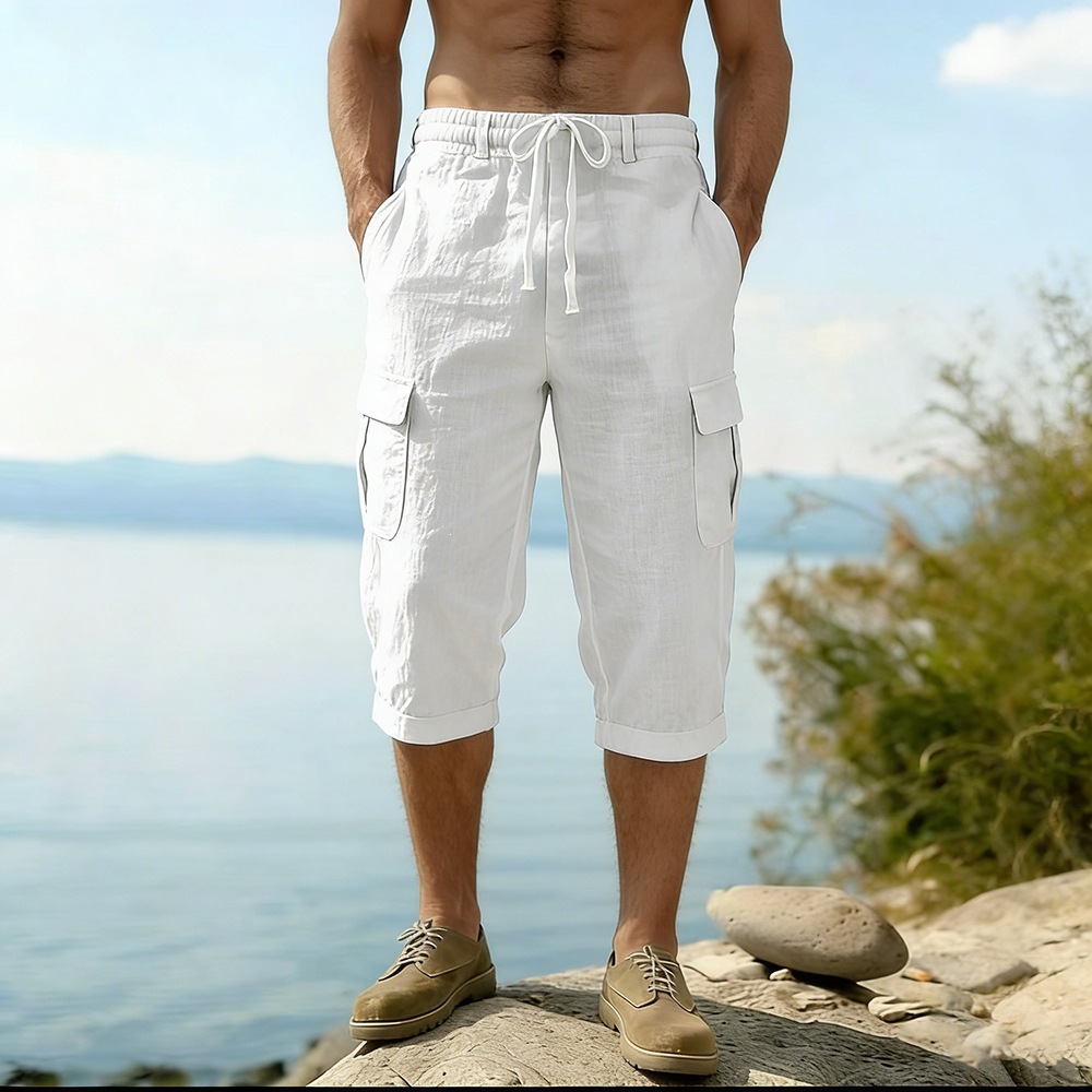 Men Summer Cotton Linen Shorts - Short Linen Drawstring review and price
